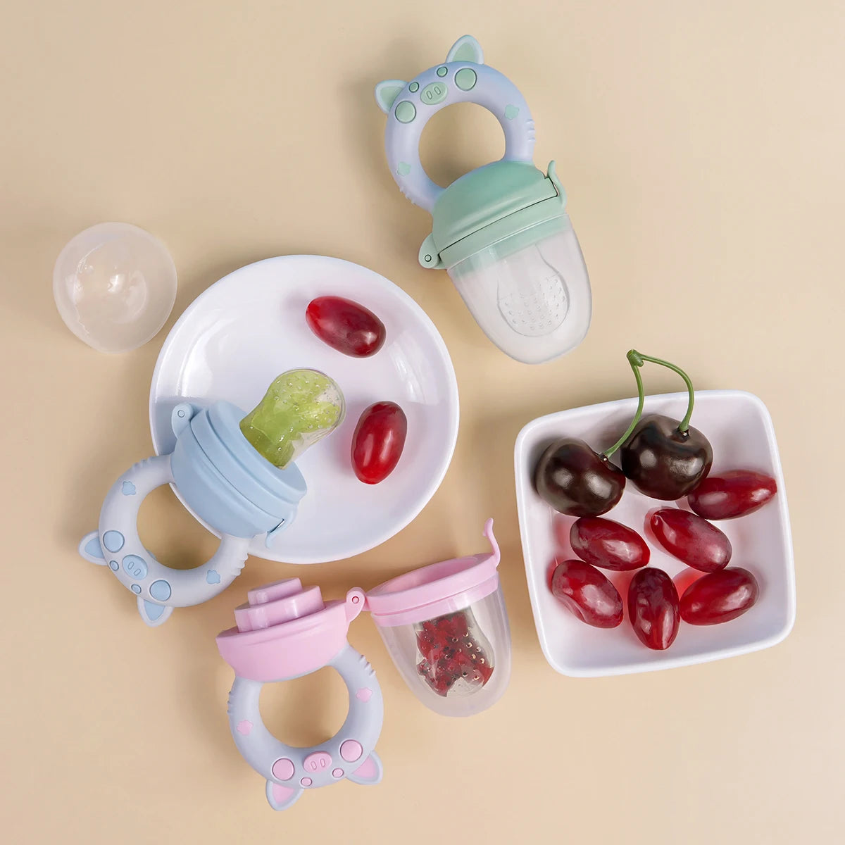 Boba 4-delige Siliconen Fruit- & Groentefeeder Set
