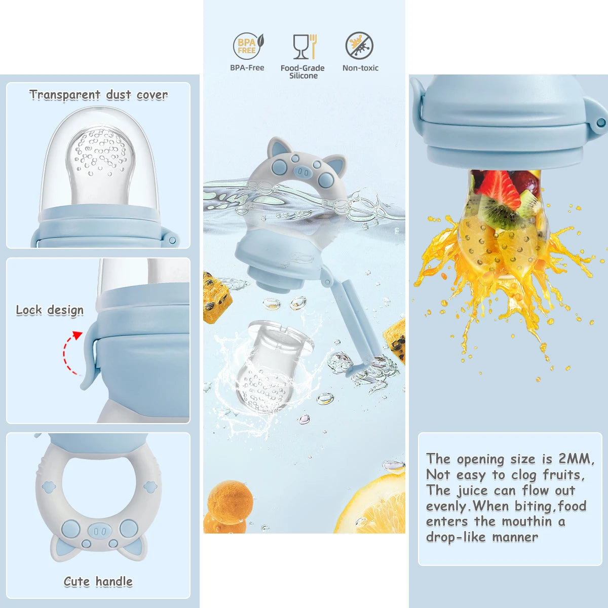 Boba 4-delige Siliconen Fruit- & Groentefeeder Set